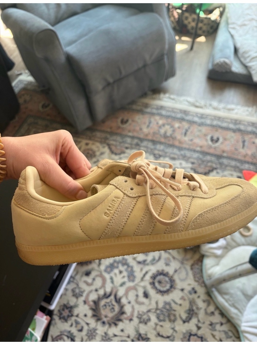 adidas Samba Suede & Leather Sneakers in Wheat/Tan